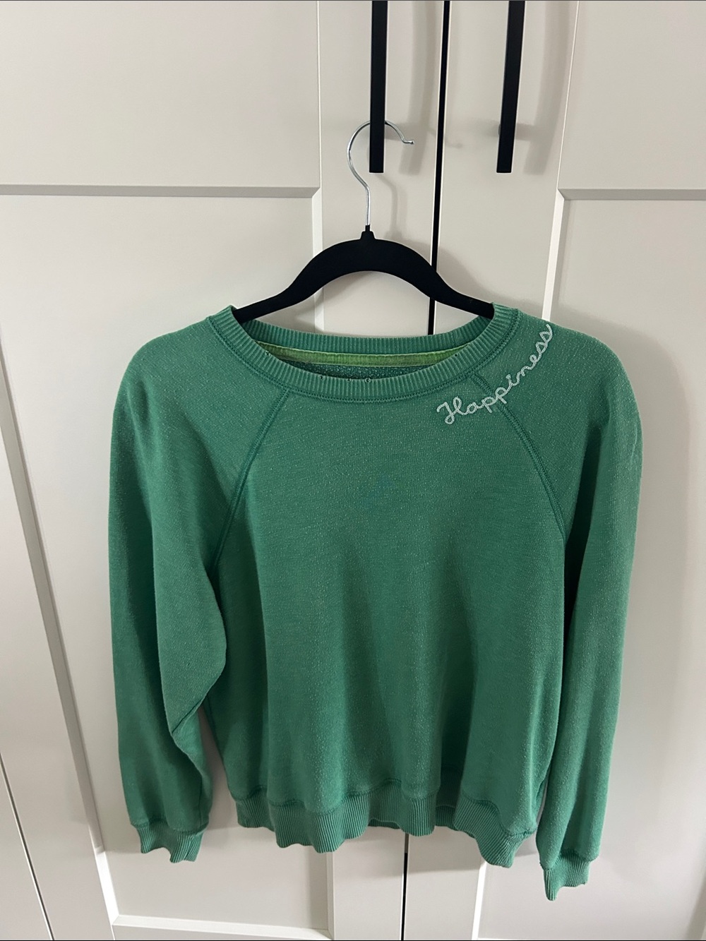 American Eagle Outfitters Green "Happiness" Crewneck Sweater